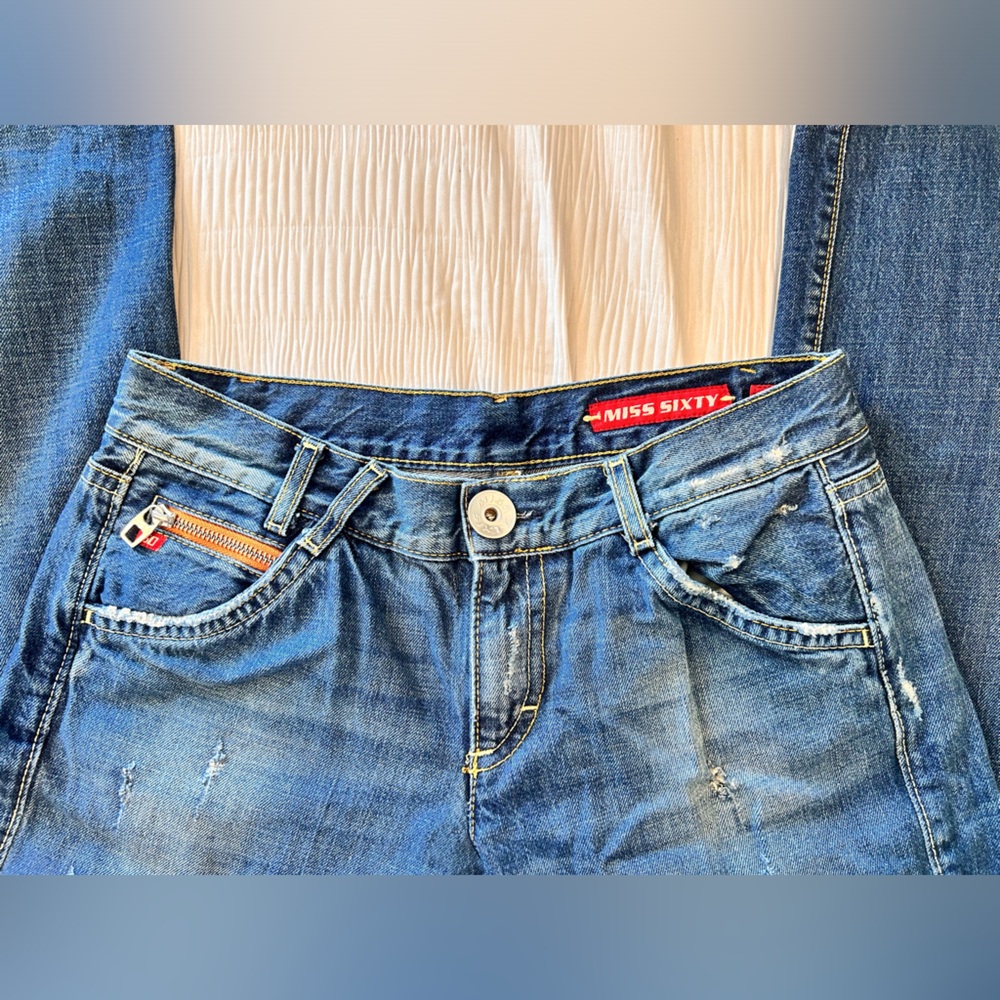 Miss Sixty Low Waist Denim Jeans Flare Dark Blue EUC - Picture 10 of 12